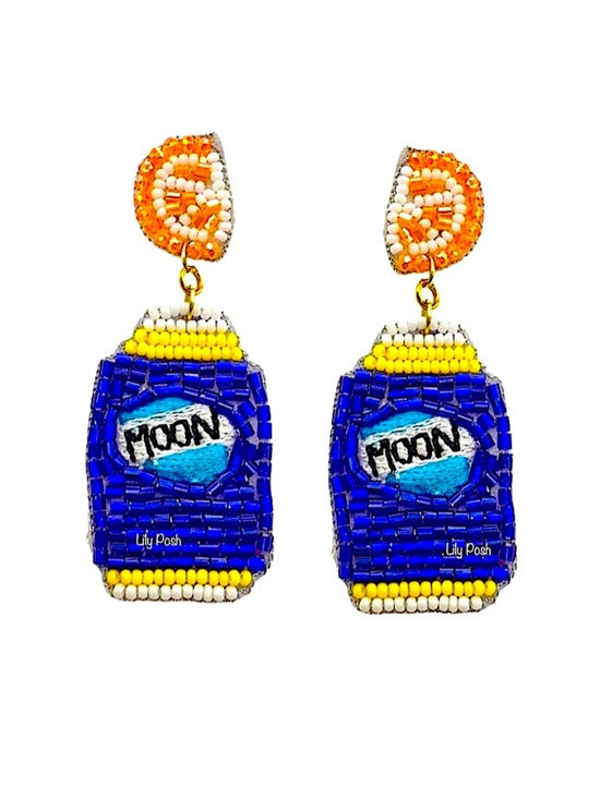 Jewelry - Beaded Beer Earring, Seed Bead Beer Earring, Game Day Party Favor